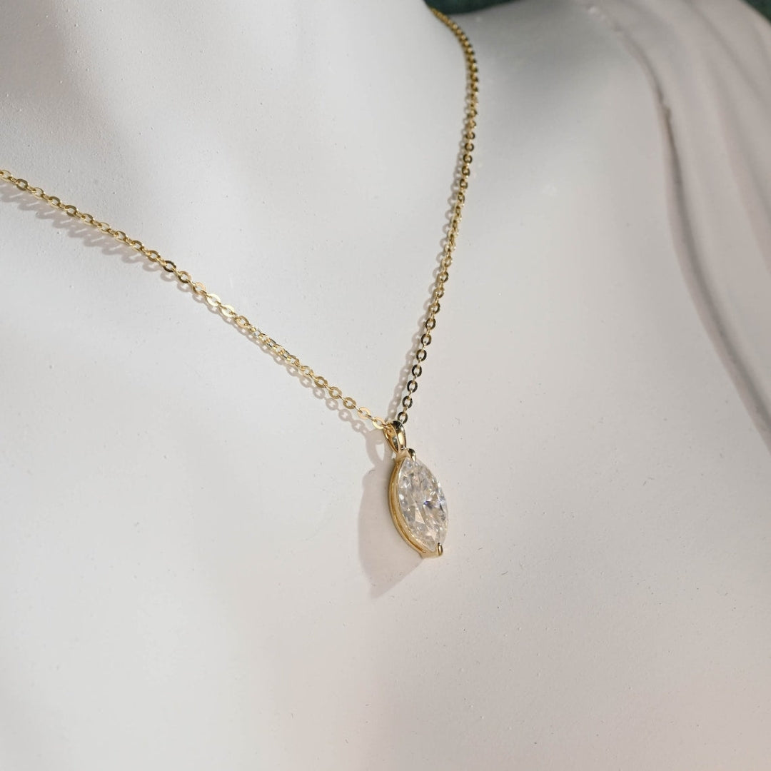 Moissanite 1.80 CT Marquise Cut Diamond Necklace Jewel Carts