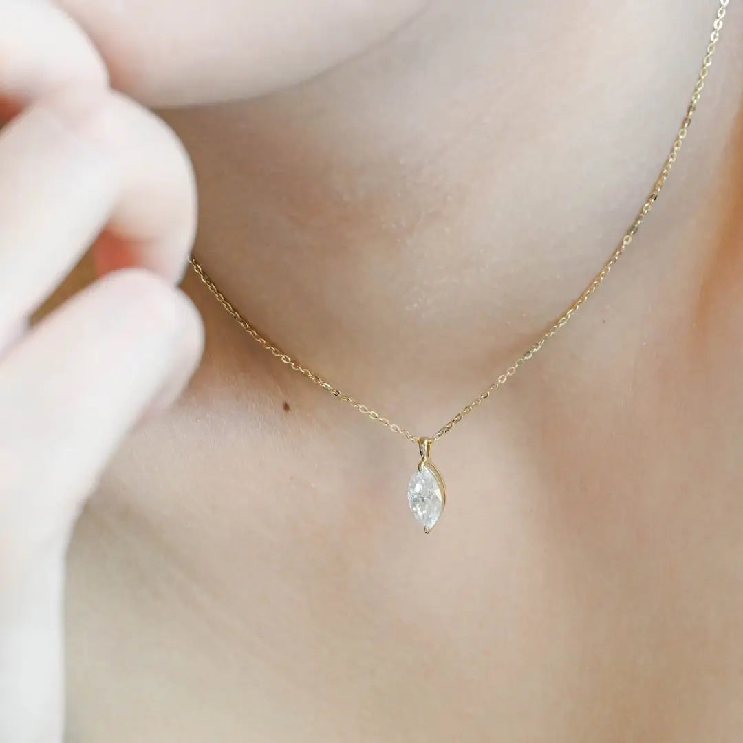 Moissanite 1.80 CT Marquise Cut Diamond Necklace Jewel Carts