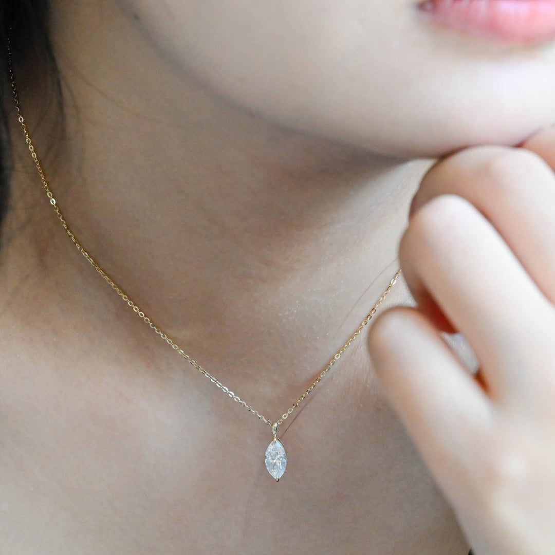 Moissanite 1.80 CT Marquise Cut Diamond Necklace Jewel Carts