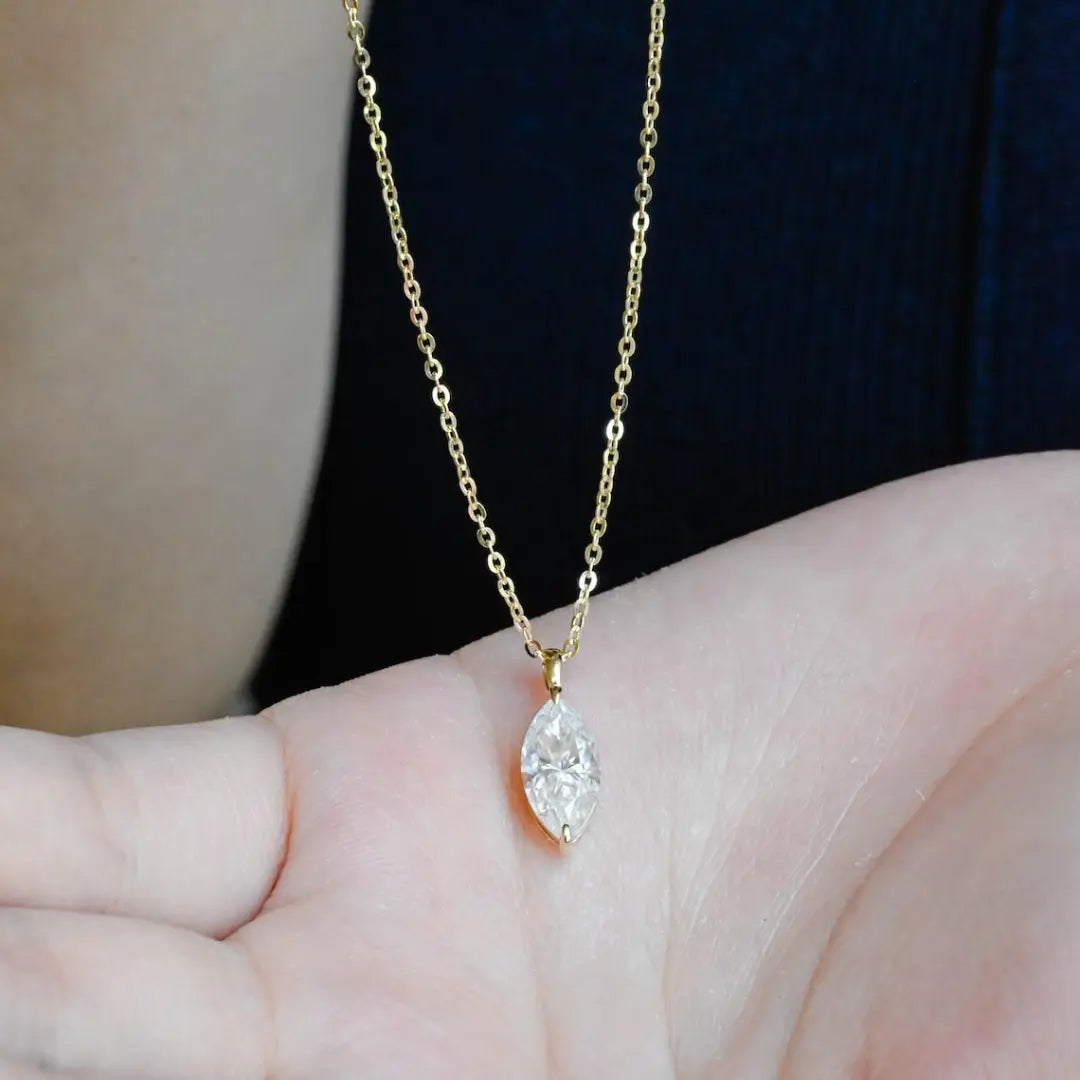 Moissanite 1.80 CT Marquise Cut Diamond Necklace Jewel Carts