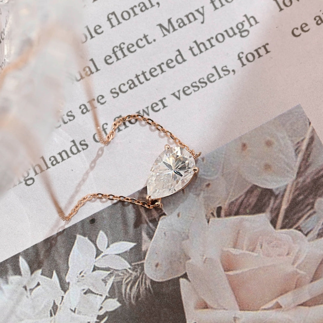Moissanite 3.00 CT Pear Cut Diamond Necklace Jewel Carts