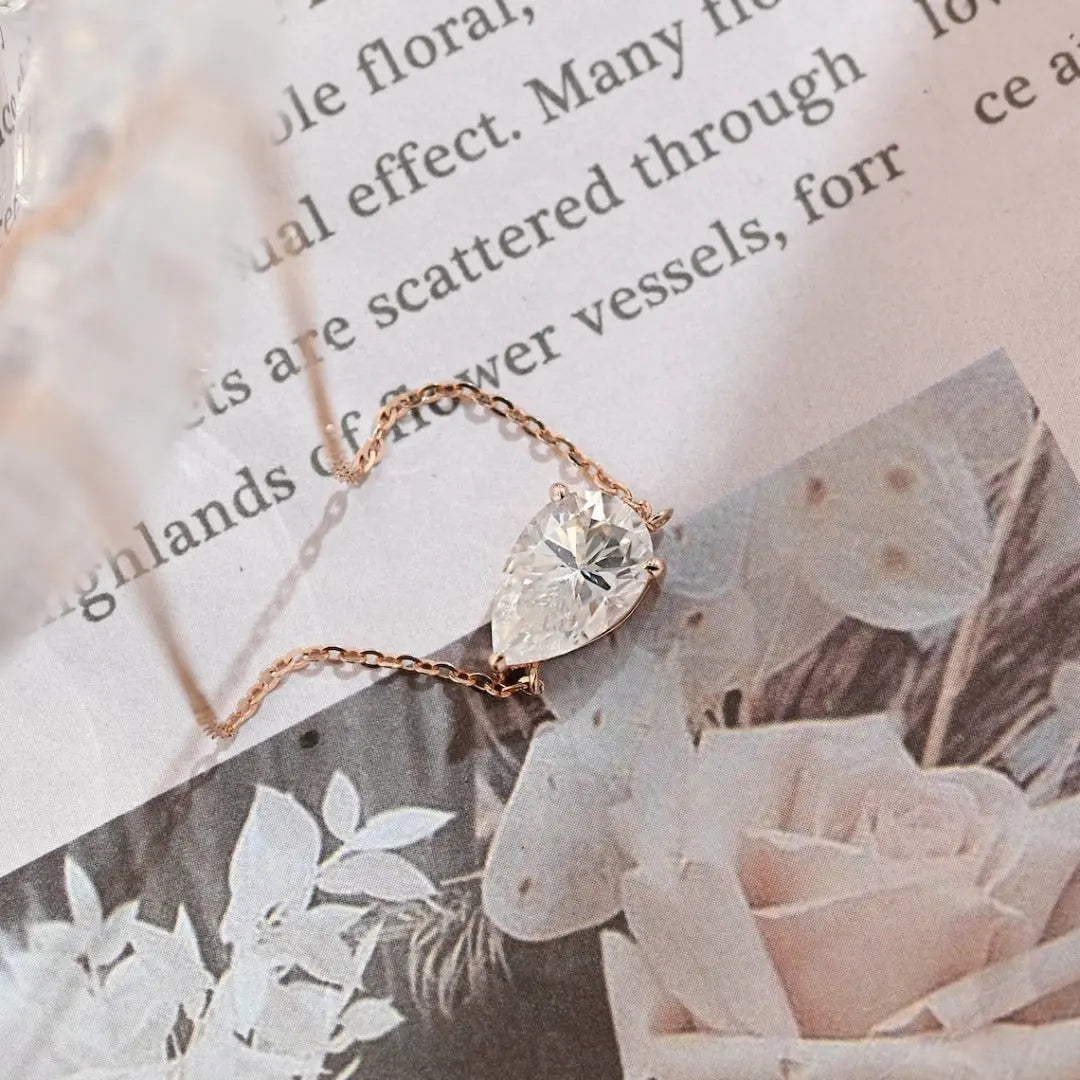 Moissanite 3.00 CT Pear Cut Diamond Necklace Jewel Carts