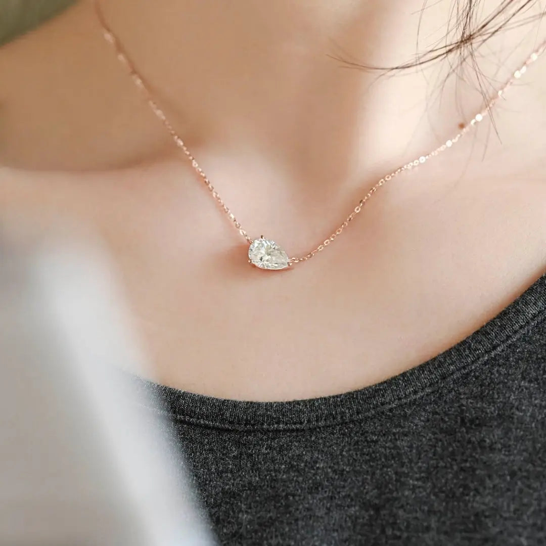 Moissanite 3.00 CT Pear Cut Diamond Necklace Jewel Carts