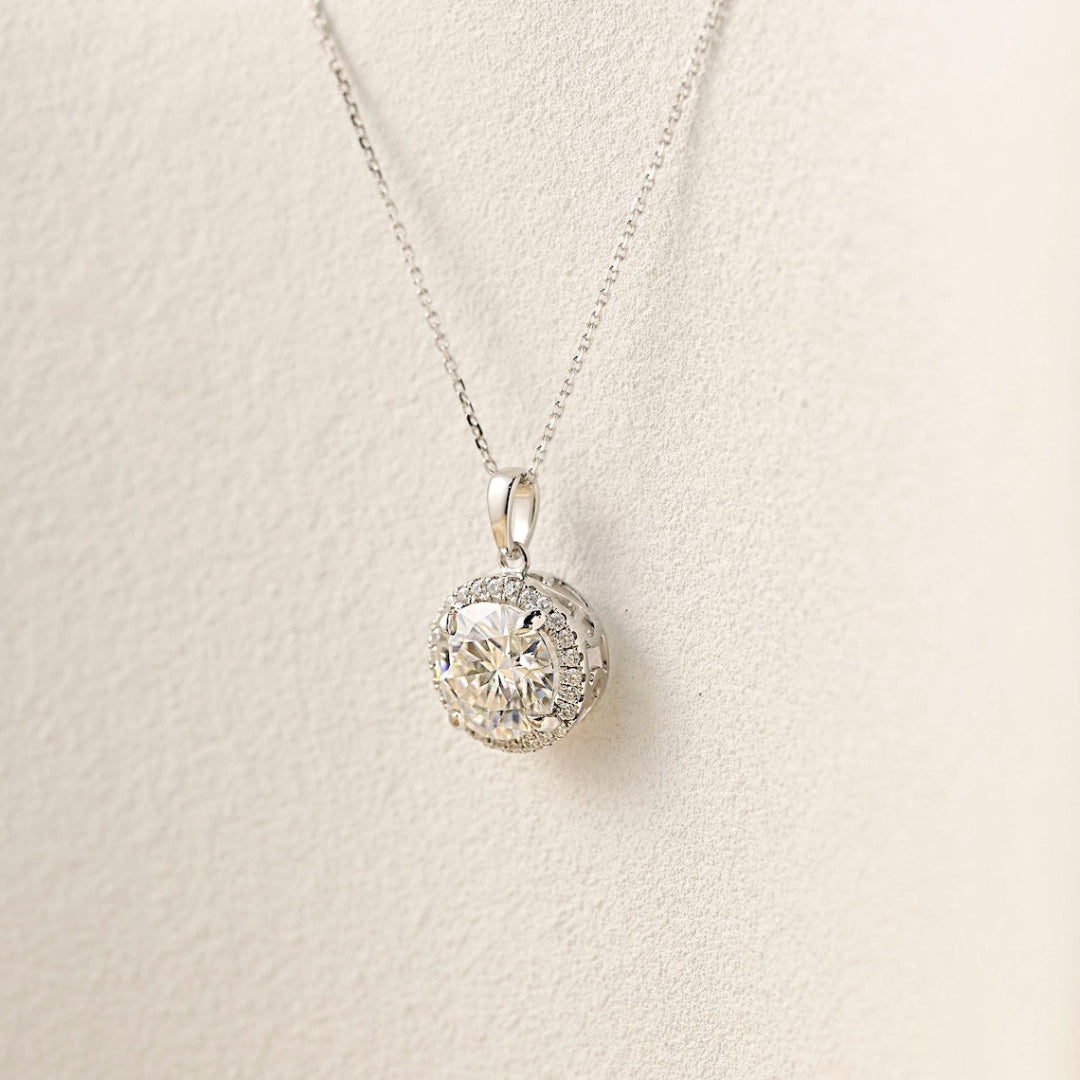 Moissanite 1.52 CT Round Cut Diamond Necklace Jewel Carts