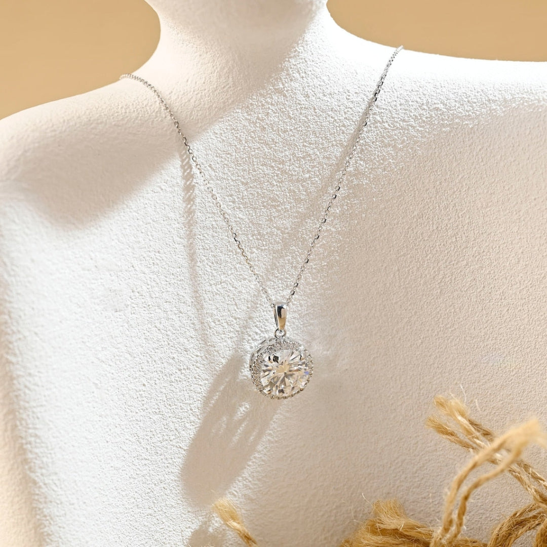 Moissanite 1.52 CT Round Cut Diamond Necklace Jewel Carts