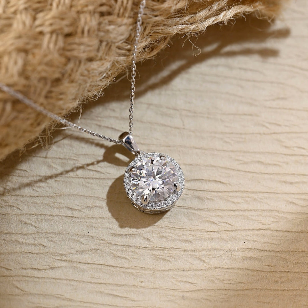 Moissanite 1.52 CT Round Cut Diamond Necklace Jewel Carts