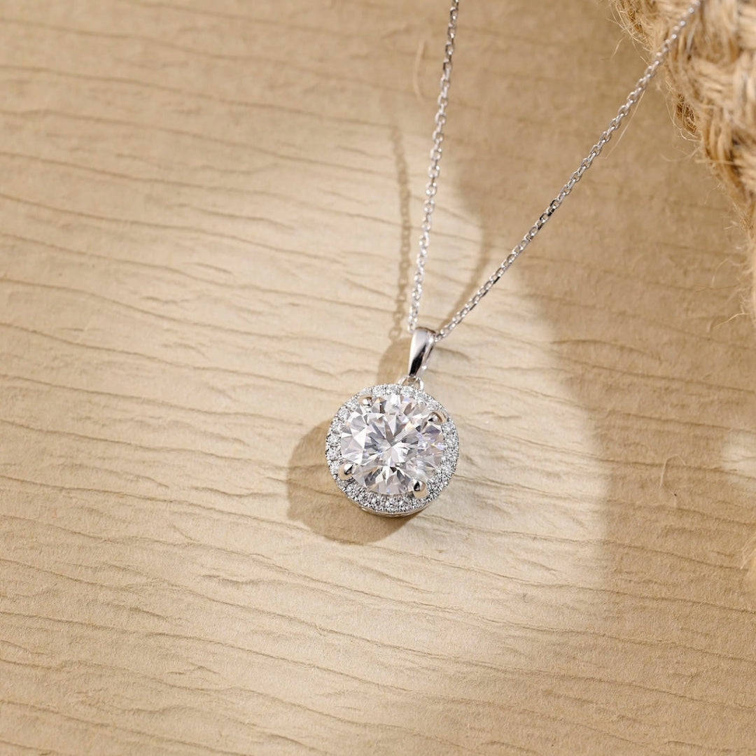 Moissanite 1.52 CT Round Cut Diamond Necklace Jewel Carts