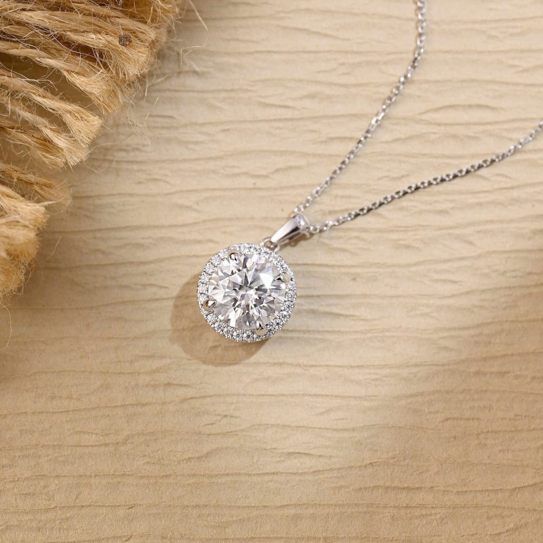 Moissanite 1.52 CT Round Cut Diamond Necklace Jewel Carts