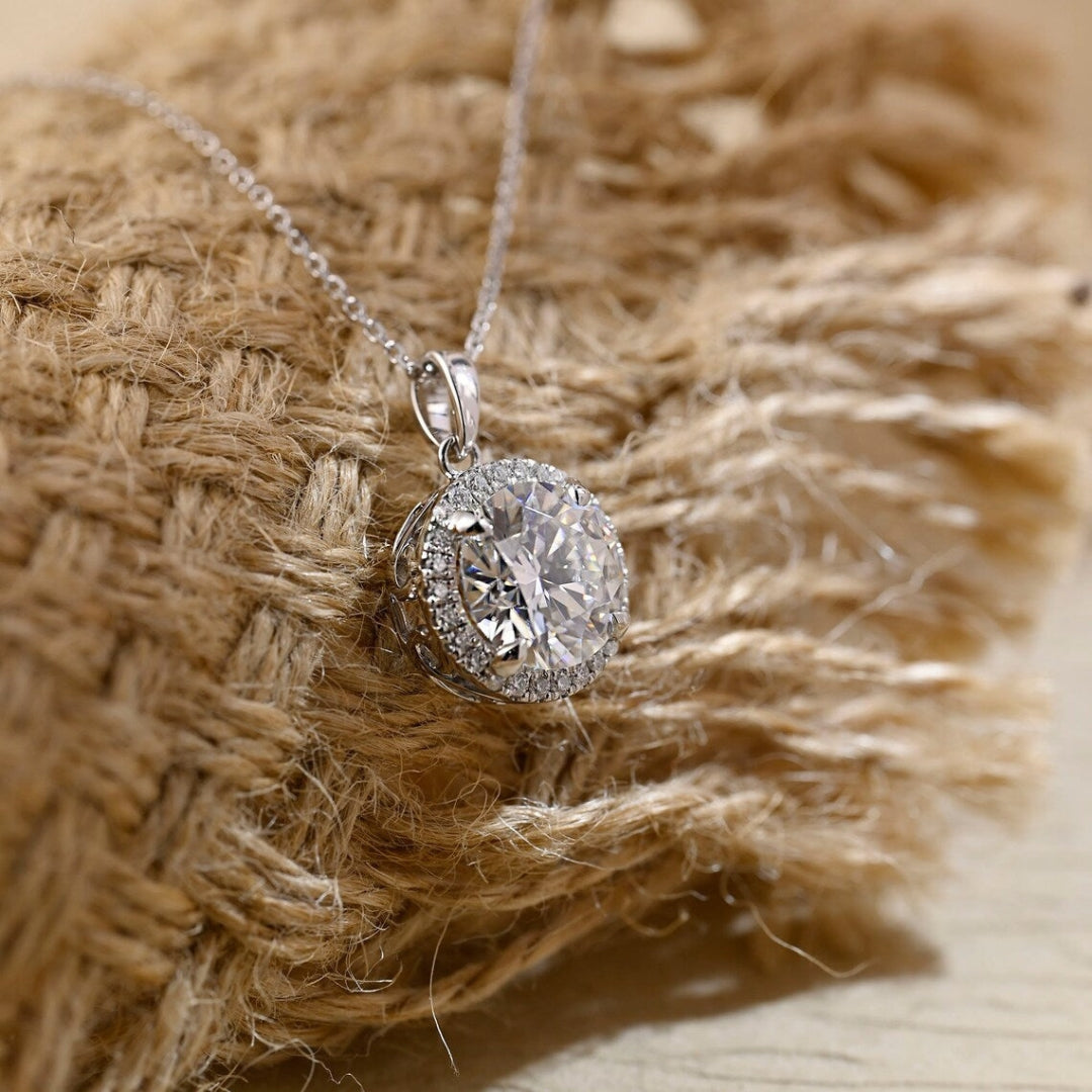 Moissanite 1.52 CT Round Cut Diamond Necklace Jewel Carts