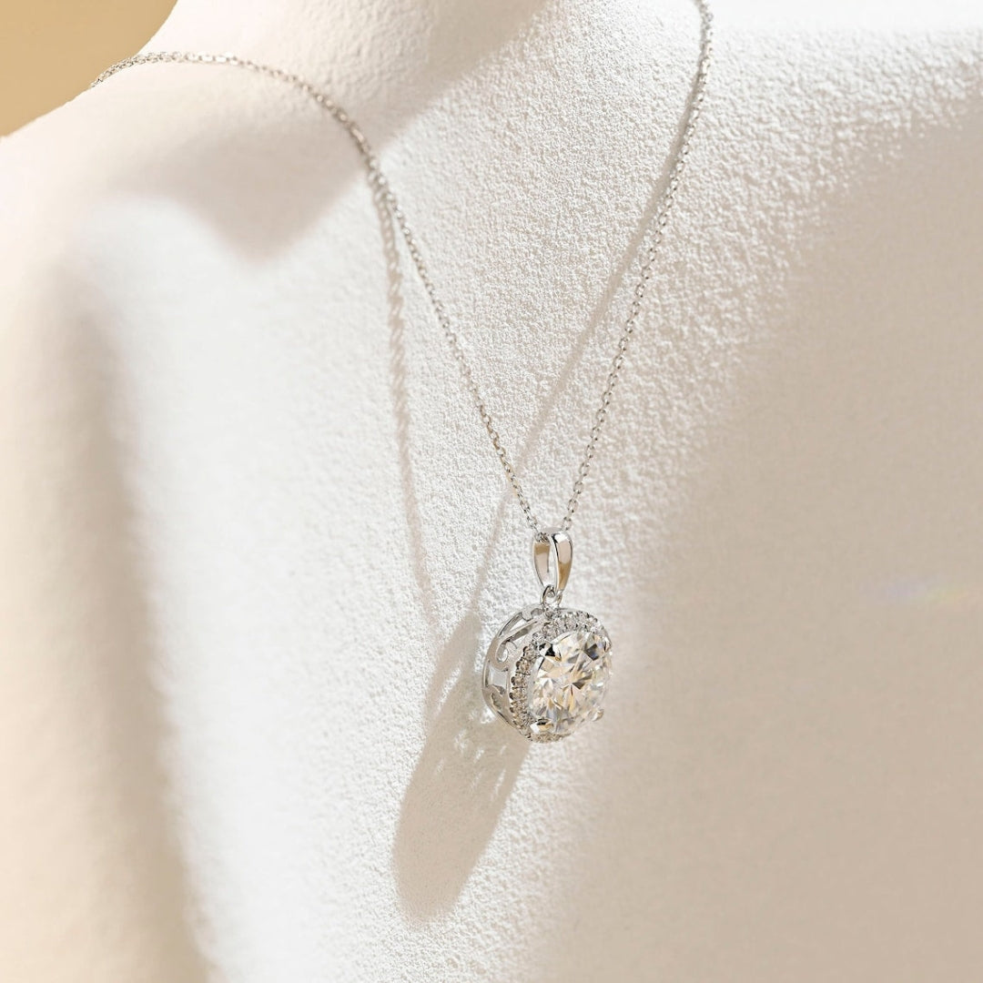 Moissanite 1.52 CT Round Cut Diamond Necklace Jewel Carts