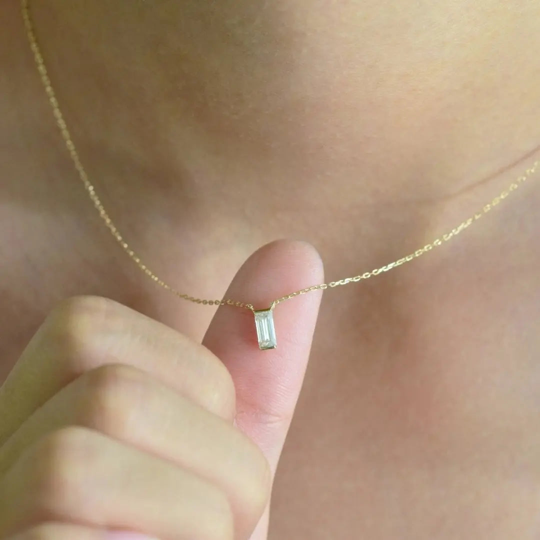 Moissanite 1.10 CT Baguette Cut Diamond Necklace Jewel Carts