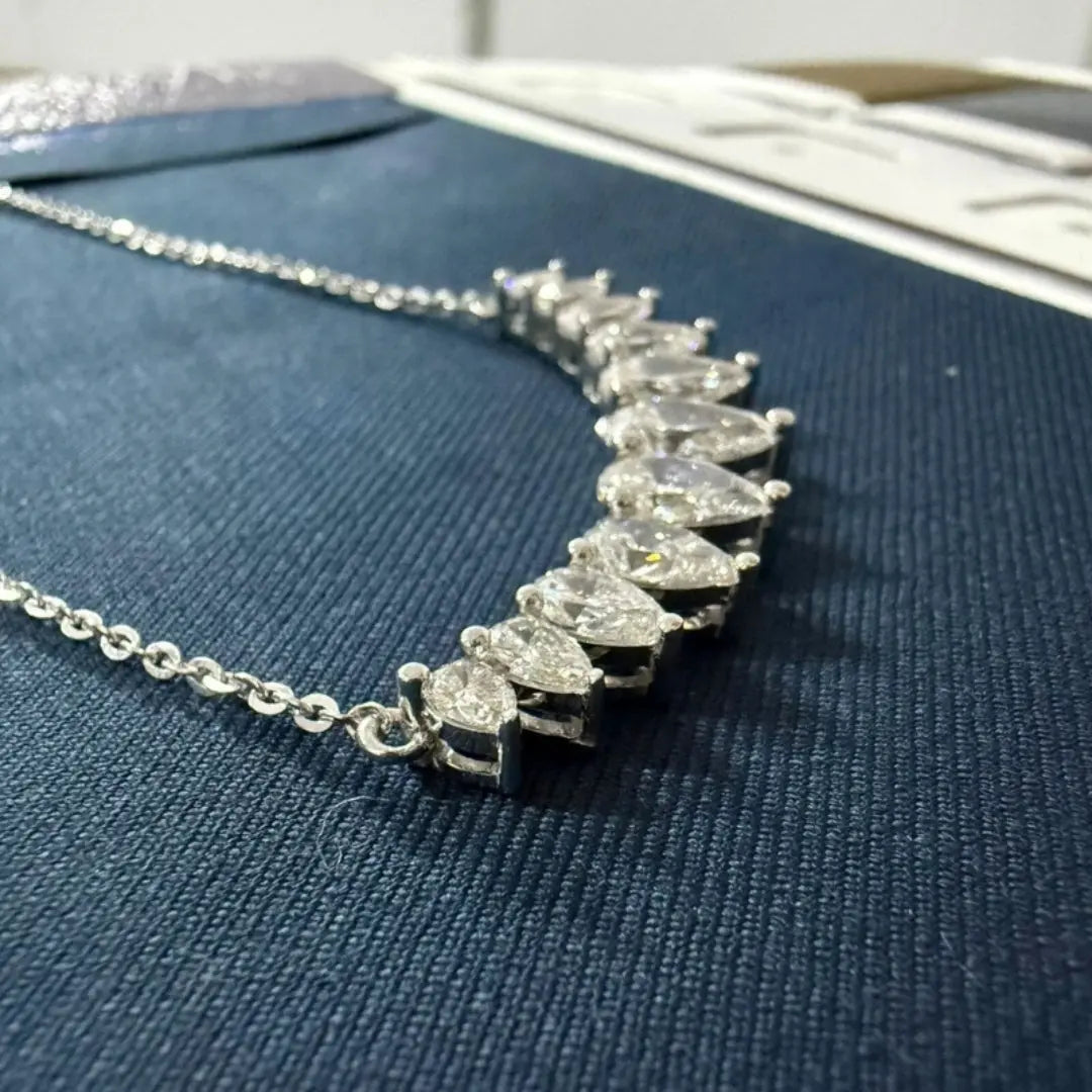 High Shine Moissanite Pear Cluster Necklace Jewel Carts
