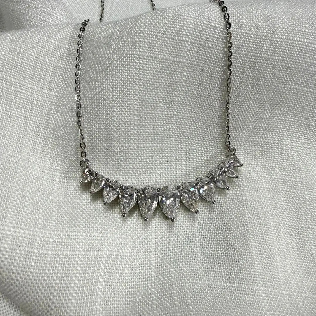 High Shine Moissanite Pear Cluster Necklace Jewel Carts