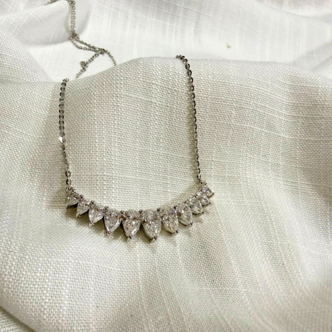 High Shine Moissanite Pear Cluster Necklace