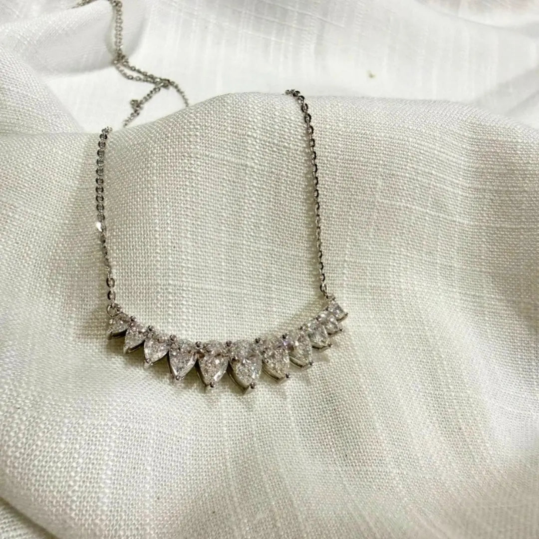 High Shine Moissanite Pear Cluster Necklace Jewel Carts