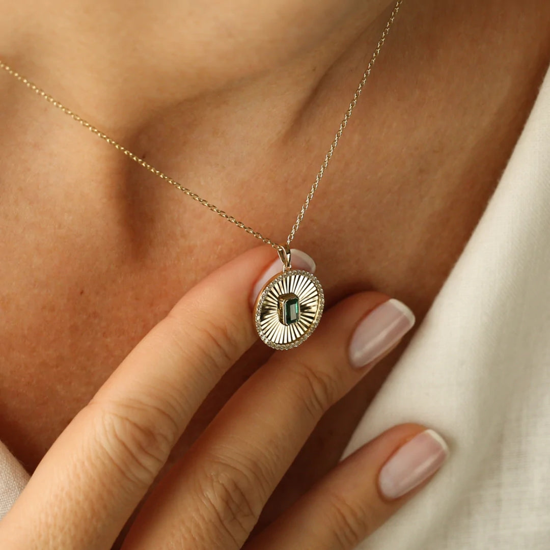 5.95 Emerald Cut Moissanite Antique Wedding Necklace for Perfect Jewelry Occasion