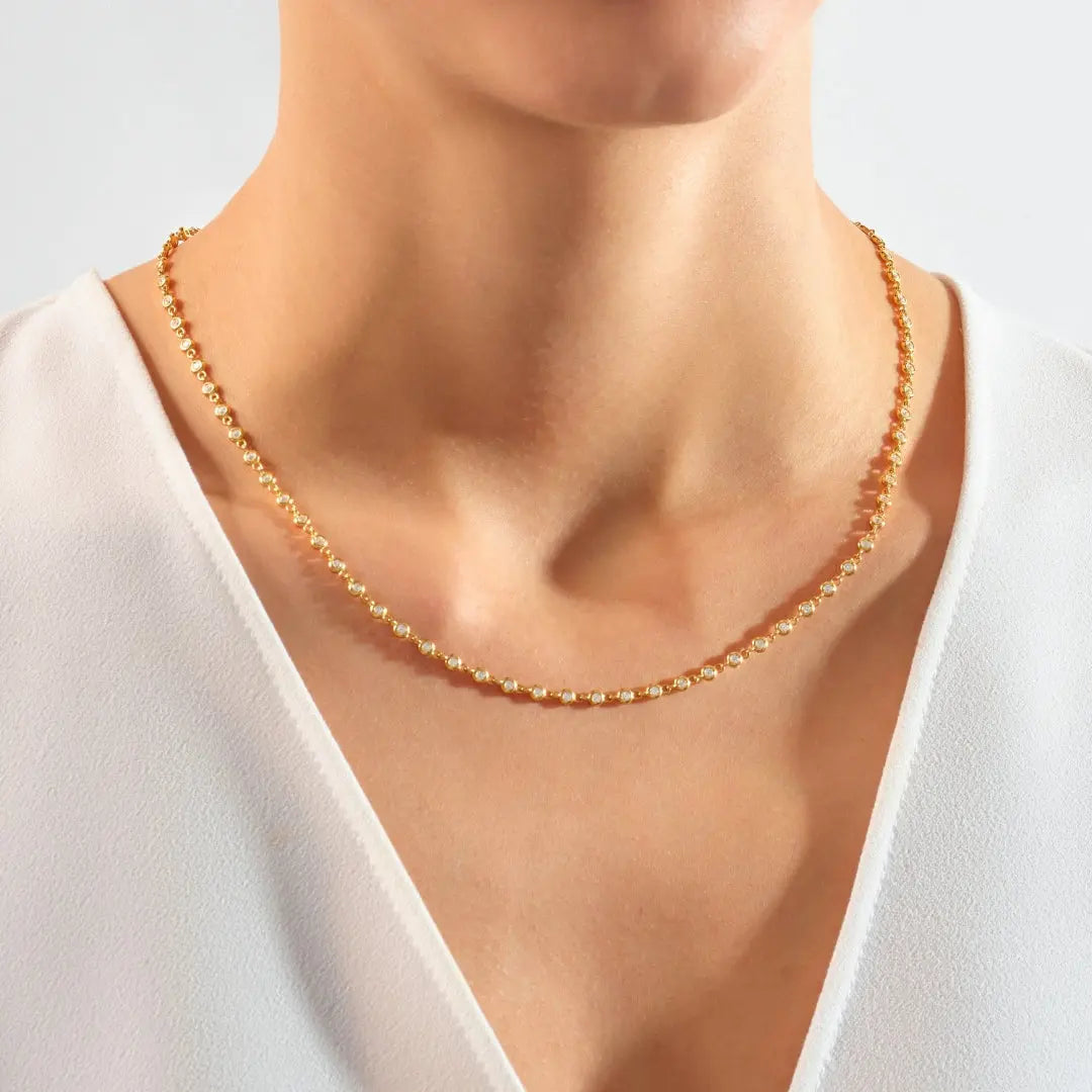 Round Diamond Necklace, 5.28 CT Moissanite Diamond for Wedding Jewel Carts