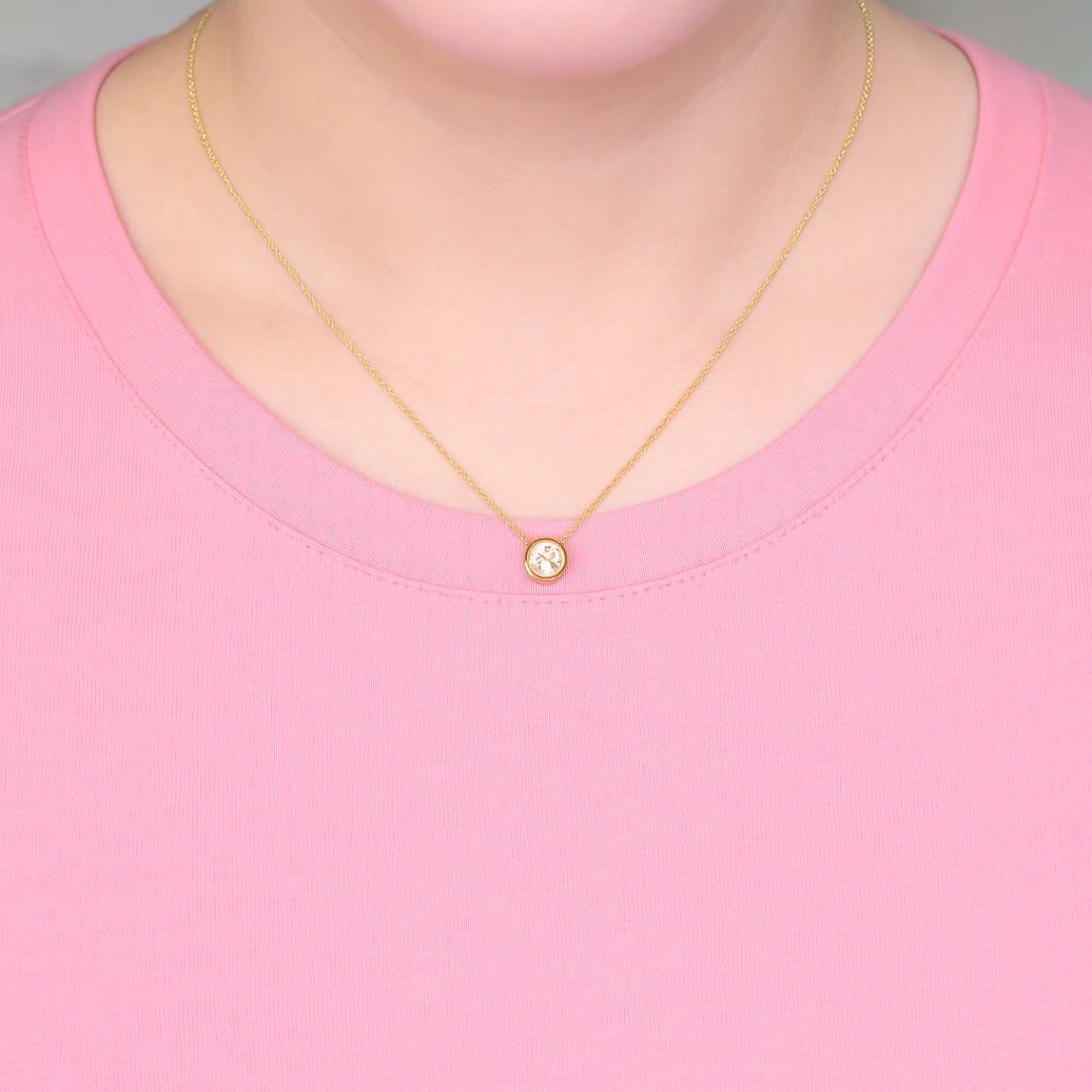Moissanite 1.00 CT Round Cut Diamond Bezel Set Necklace Jewel Carts