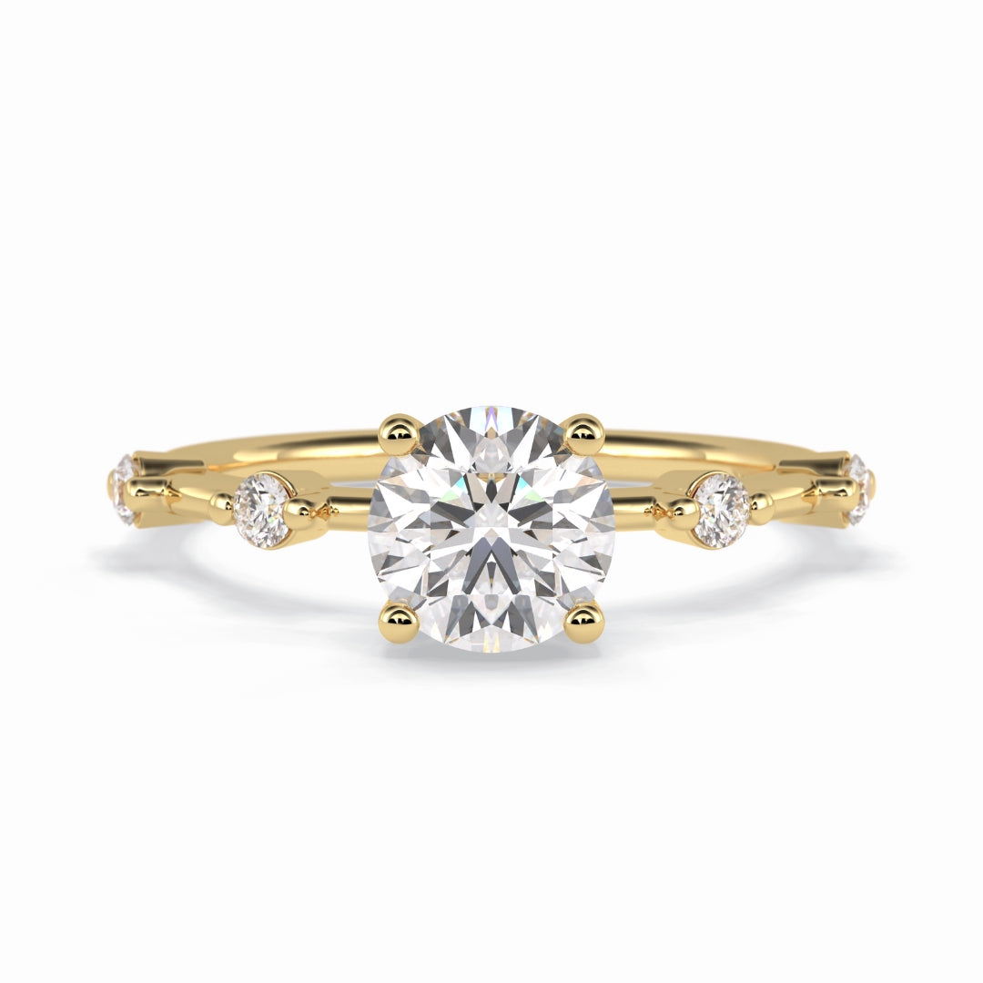 Lab Grown 1.11 CT Round Cut Diamond Edwardian Handmade Ring