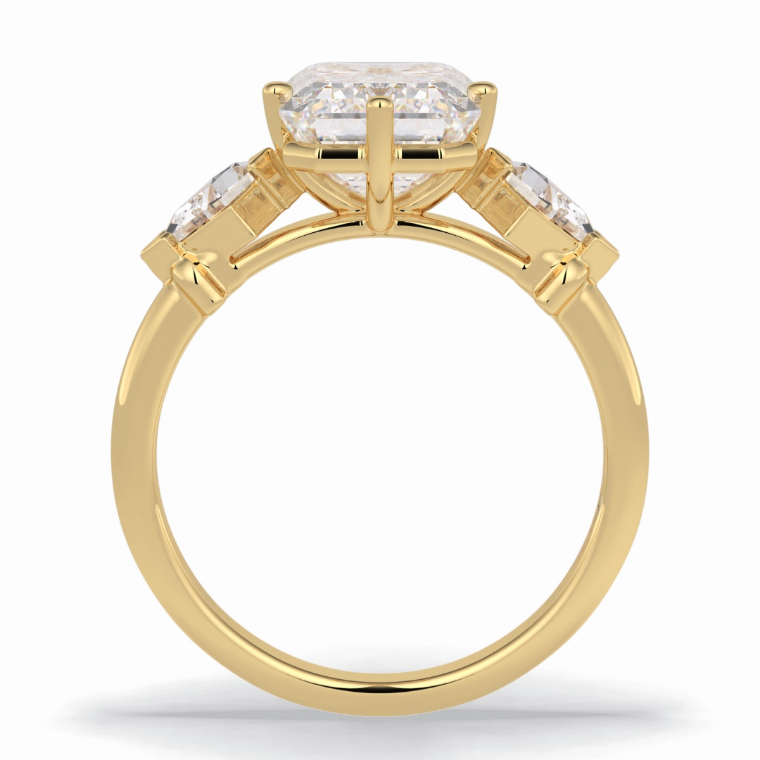 Lab Grown 3.94 CT Emerald Cut Diamond Victorian Engagement Ring