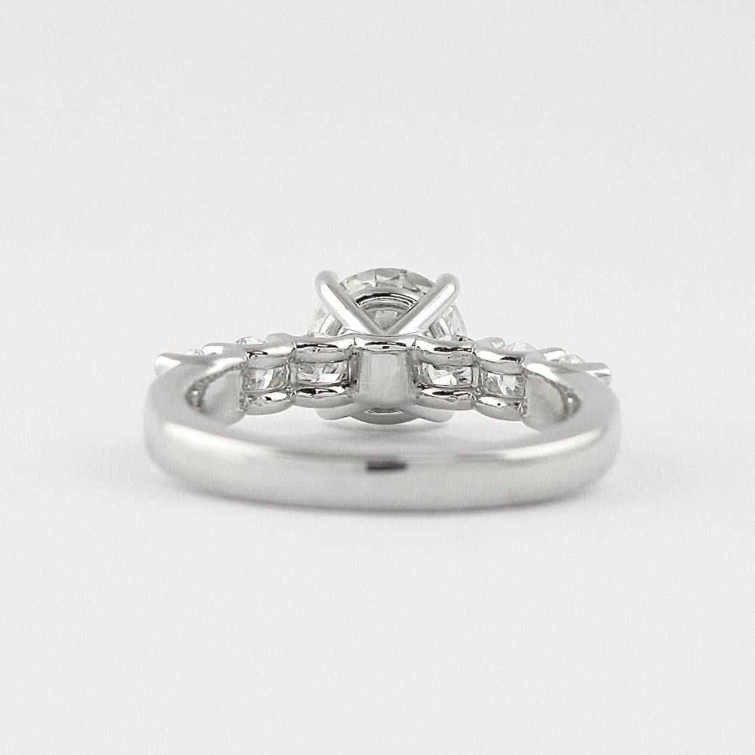 Lab Grown 3.95 CT Round Cut Diamond Mid-Century Wedding Ring