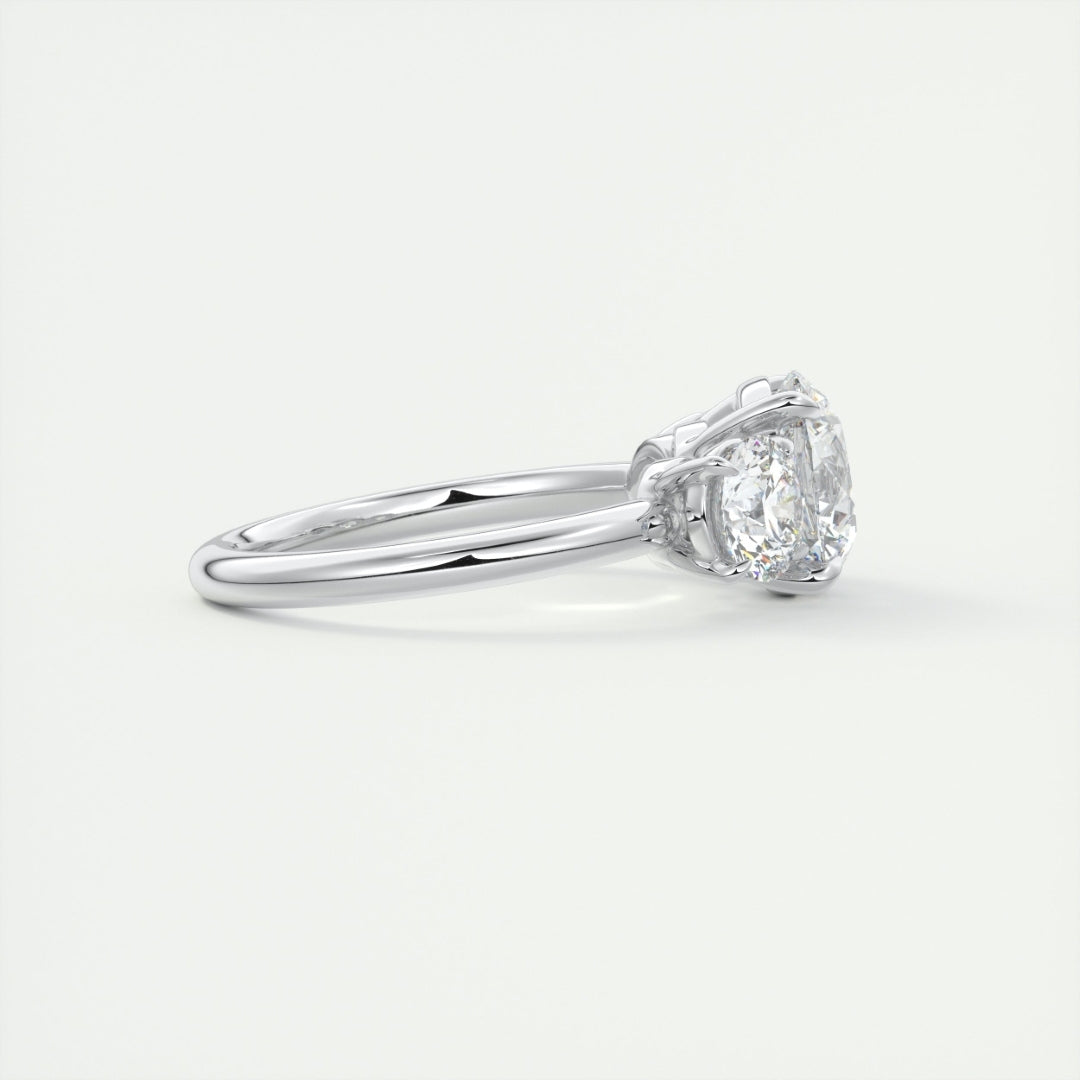 Lab Grown 3.30 CT Round Cut Diamond Avant Garde Engagement Ring