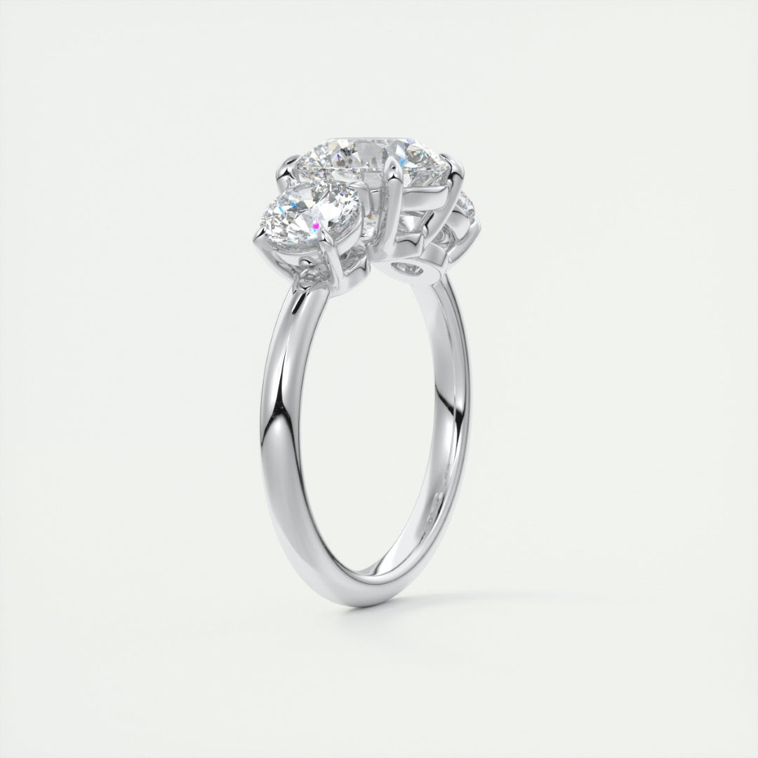 Lab Grown 3.30 CT Round Cut Diamond Avant Garde Engagement Ring