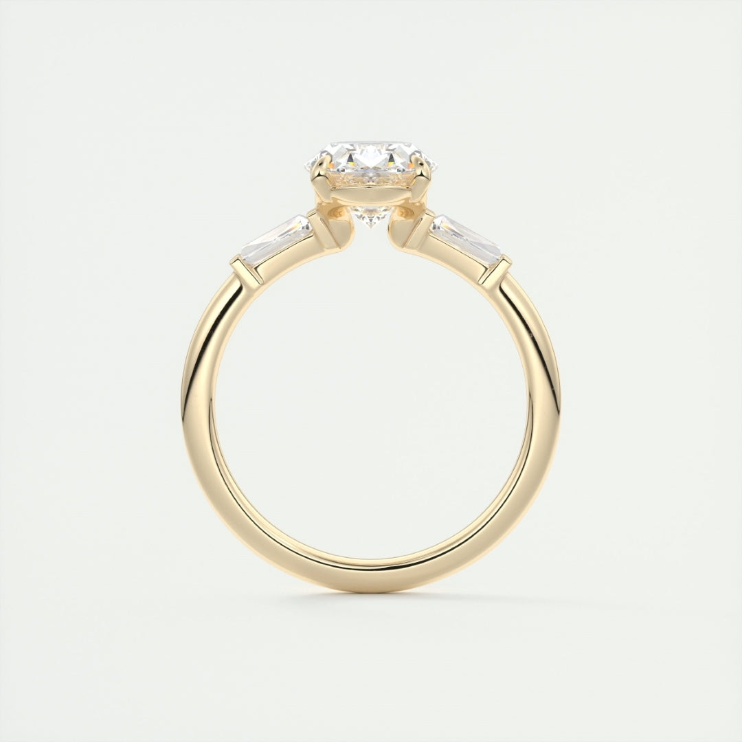 Lab Grown 3.34 CT Oval Cut Diamond Mid-Century Engagement Ring