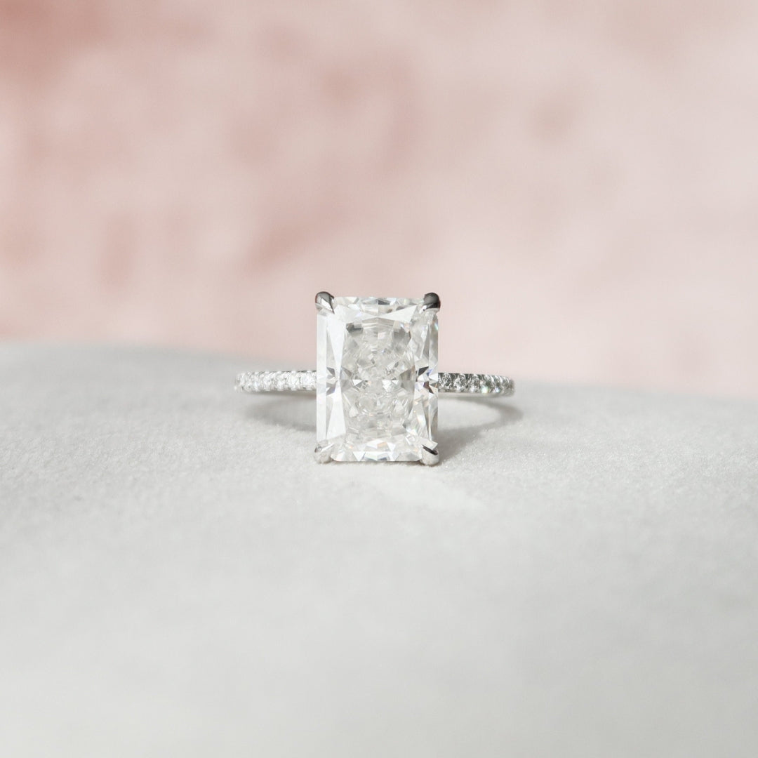 4.50 CT Lovely Radiant Cut Hidden Halo Moissanite Anniversary Ring