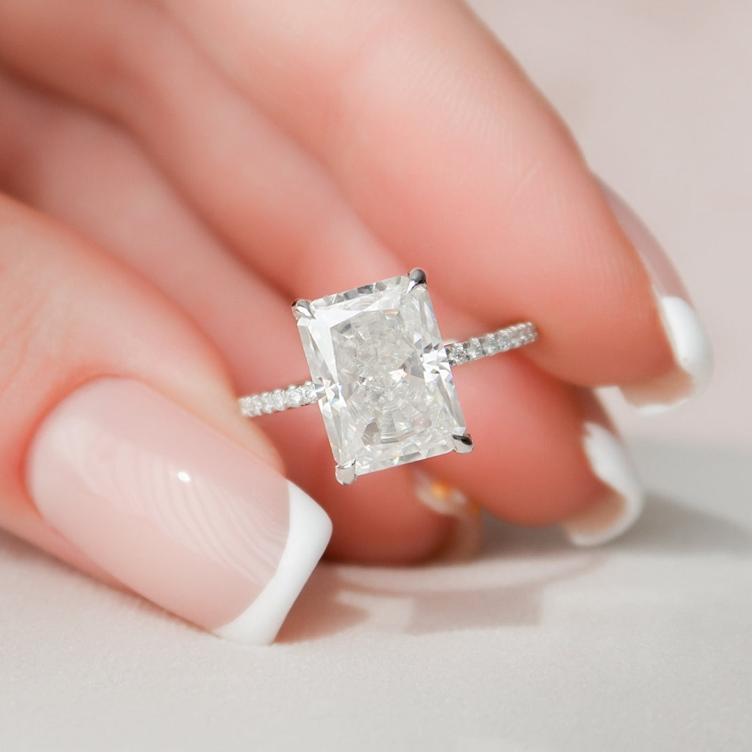 4.50 CT Lovely Radiant Cut Hidden Halo Moissanite Anniversary Ring