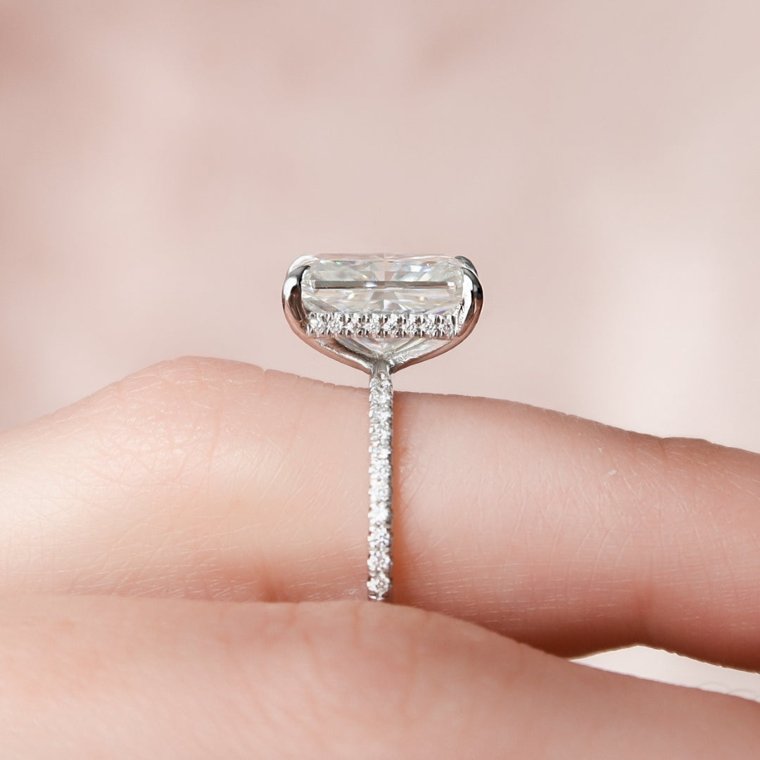 4.50 CT Lovely Radiant Cut Hidden Halo Moissanite Anniversary Ring