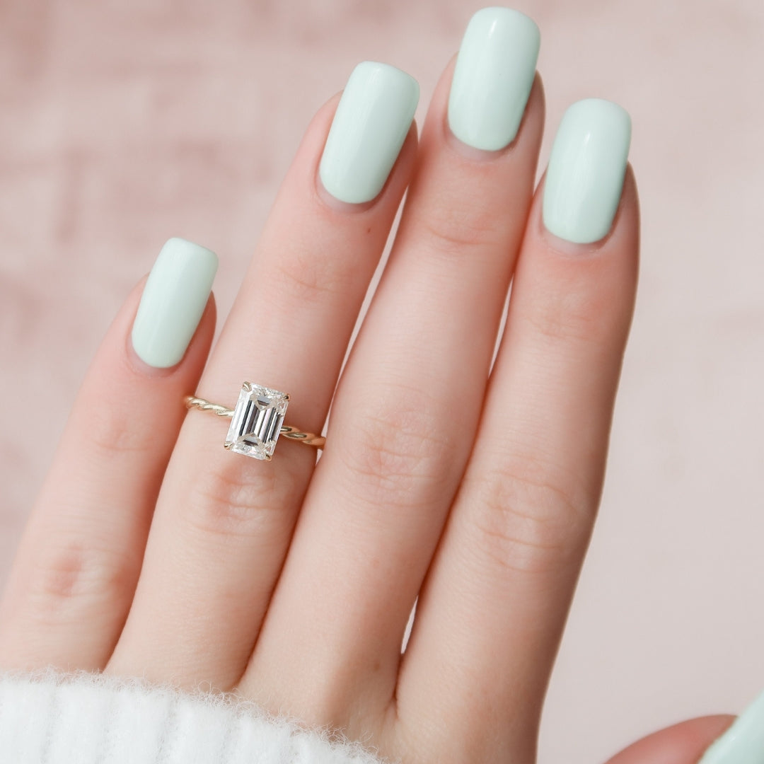 Lustrous 2.00 CT Emerald Cut Hidden Halo Wedding Ring