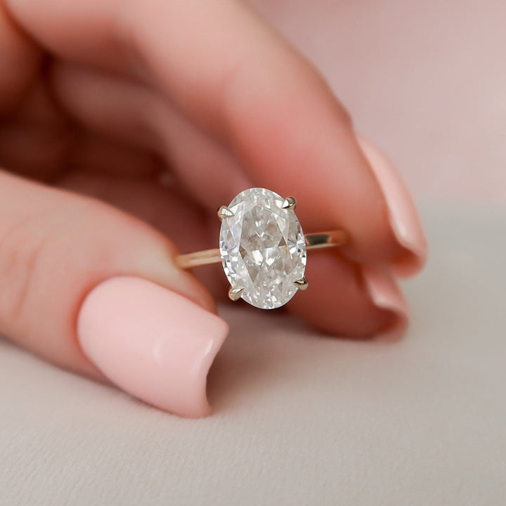 3.00 CT Oval Cut May Birthstone Hidden Halo Engagement Ring
