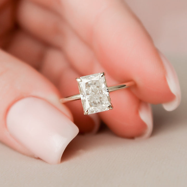 Gleaming 2.22 CT Radiant Moissanite Handmade Ring with Halo and Elegance