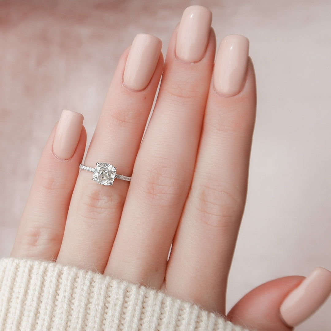 1.85 CT Elongated Cushion Cut Moissanite Hidden Halo Ring