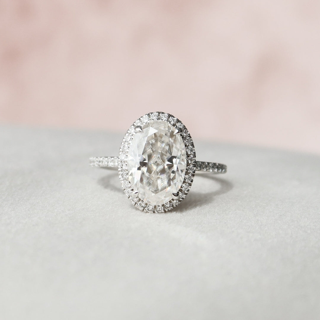 Unique 3.22 CT Oval Moissanite Engagement Ring A Brilliant Muse
