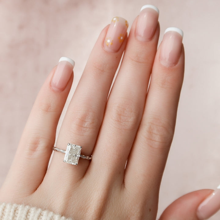 Luxurious 1.84 CT Radiant Cut Moissanite Wedding Ring Featuring Hidden Halo Design
