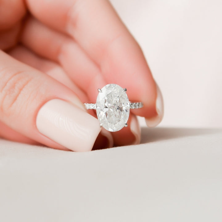 2.90 CT Oval Cut Moissanite Classic Hidden Halo Wedding Ring