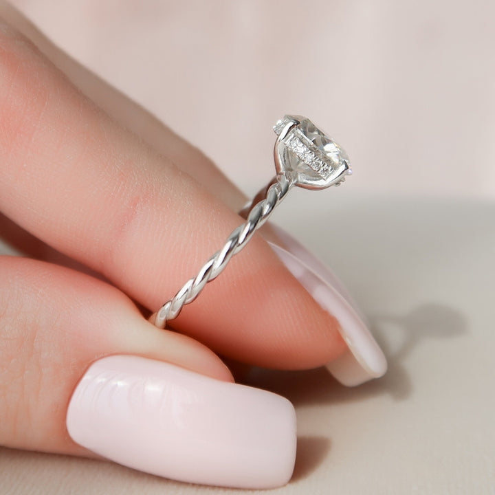 Subtle Luxury Hidden Halo Round Brilliant Moissanite Diamond Anniversary Ring