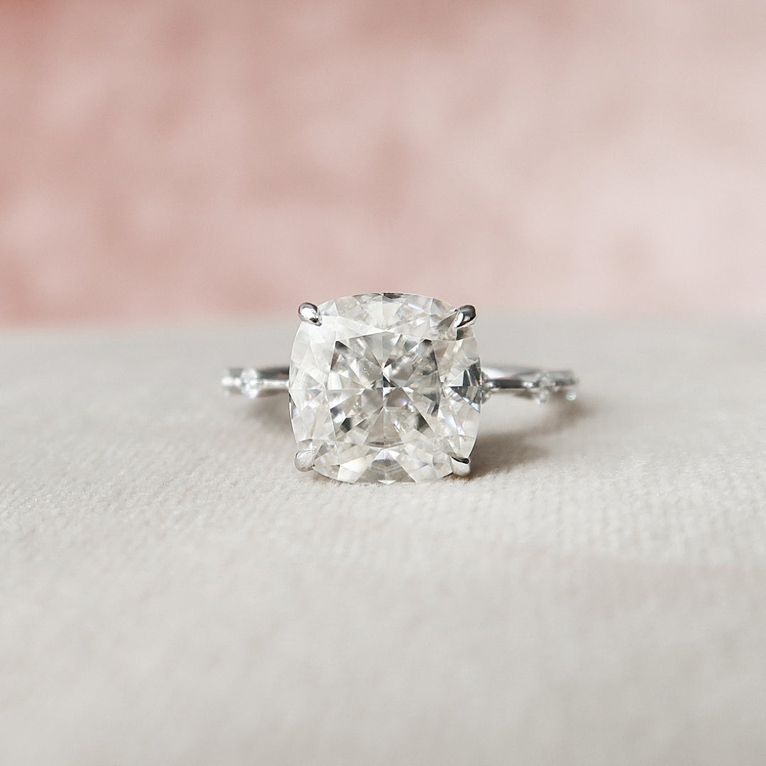 Exquisite 4.85 CT Cushion Moissanite Diamond with Clarity for Custom-Made Handmade Rings