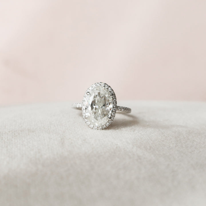3.33 CT Moissanite Engagement Ring With Unique Dazzling Halo
