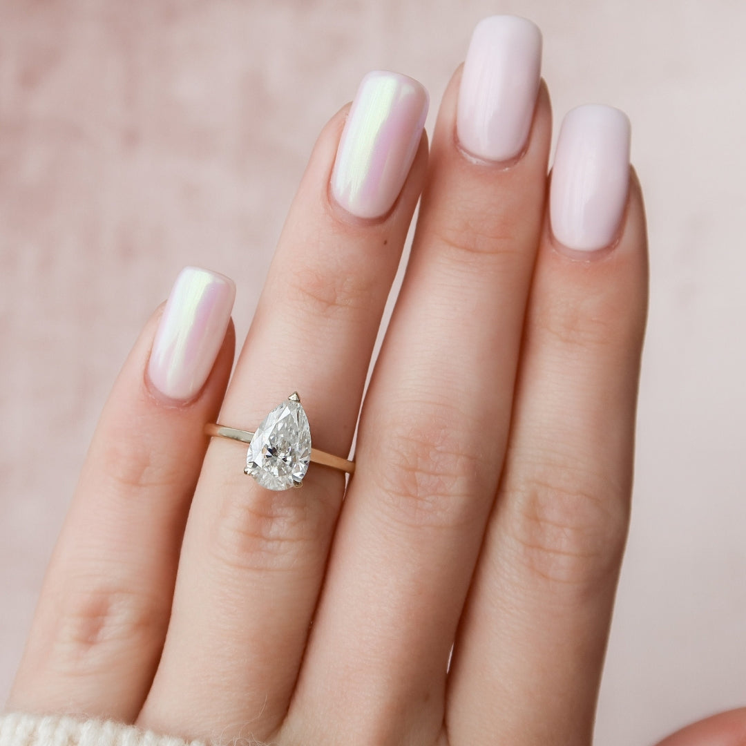 1.98 CT Pear Cut Moissanite Diamond Hidden Halo Wedding Ring