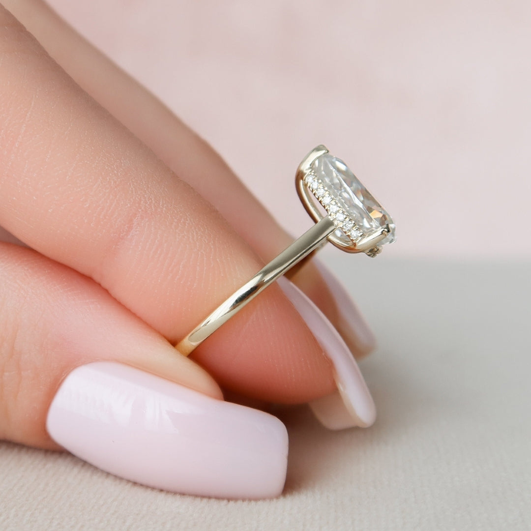 1.98 CT Pear Cut Moissanite Diamond Hidden Halo Wedding Ring