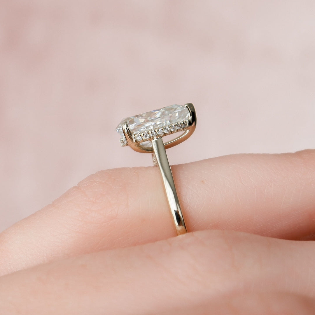 1.98 CT Pear Cut Moissanite Diamond Hidden Halo Wedding Ring