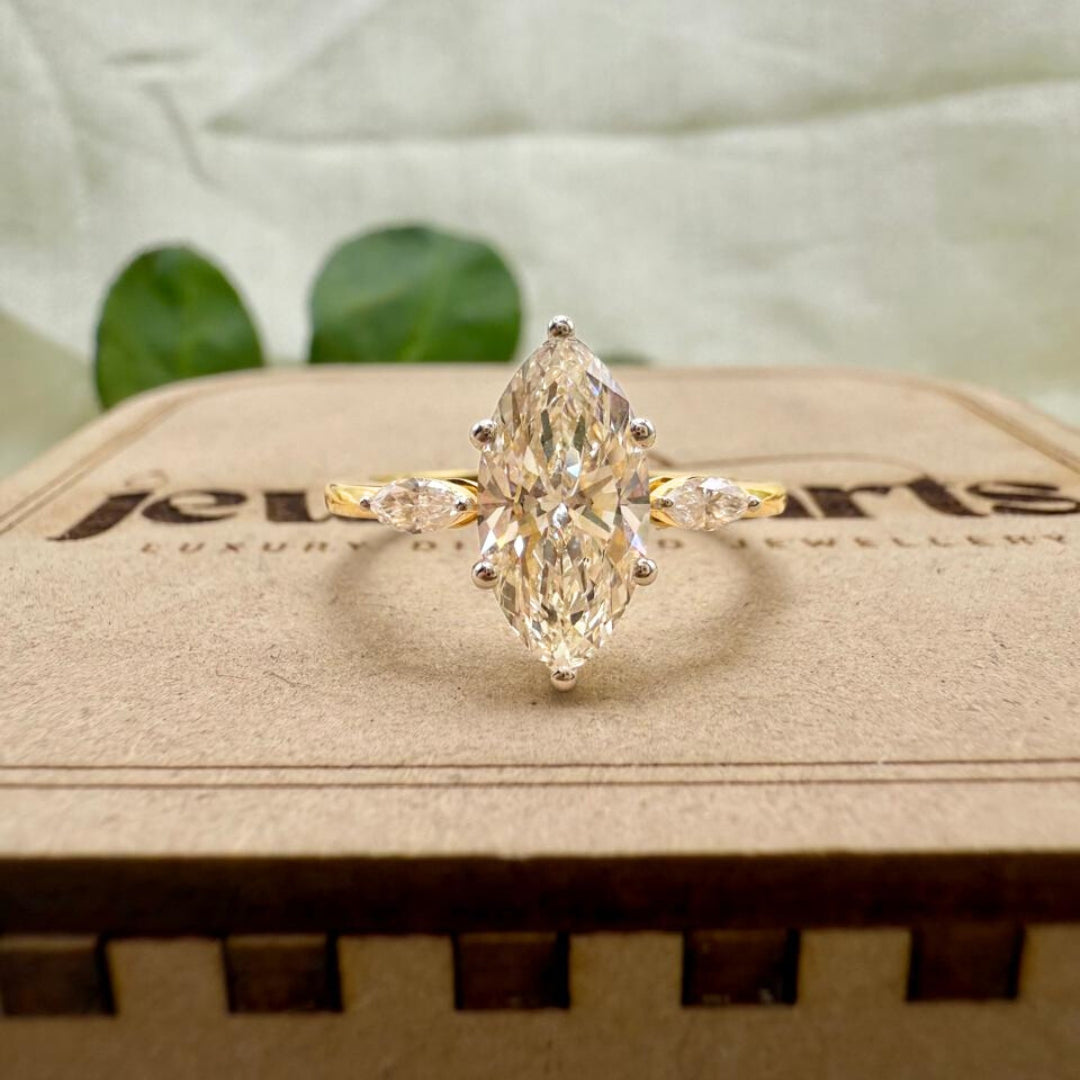 Brilliant 3.86 CT Marquise Cut Three Stone Moissanite Anniversary Ring
