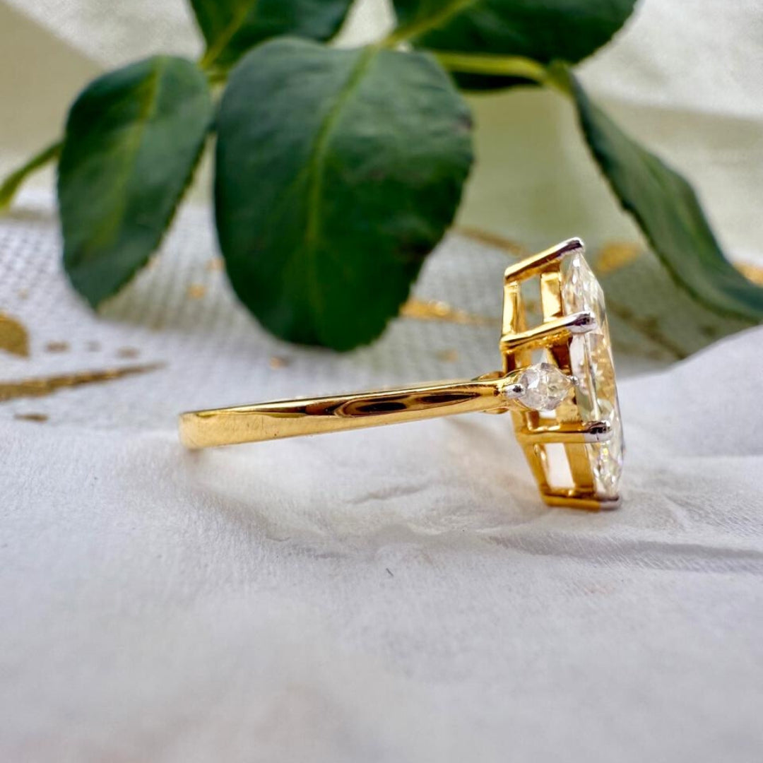 Brilliant 3.86 CT Marquise Cut Three Stone Moissanite Anniversary Ring