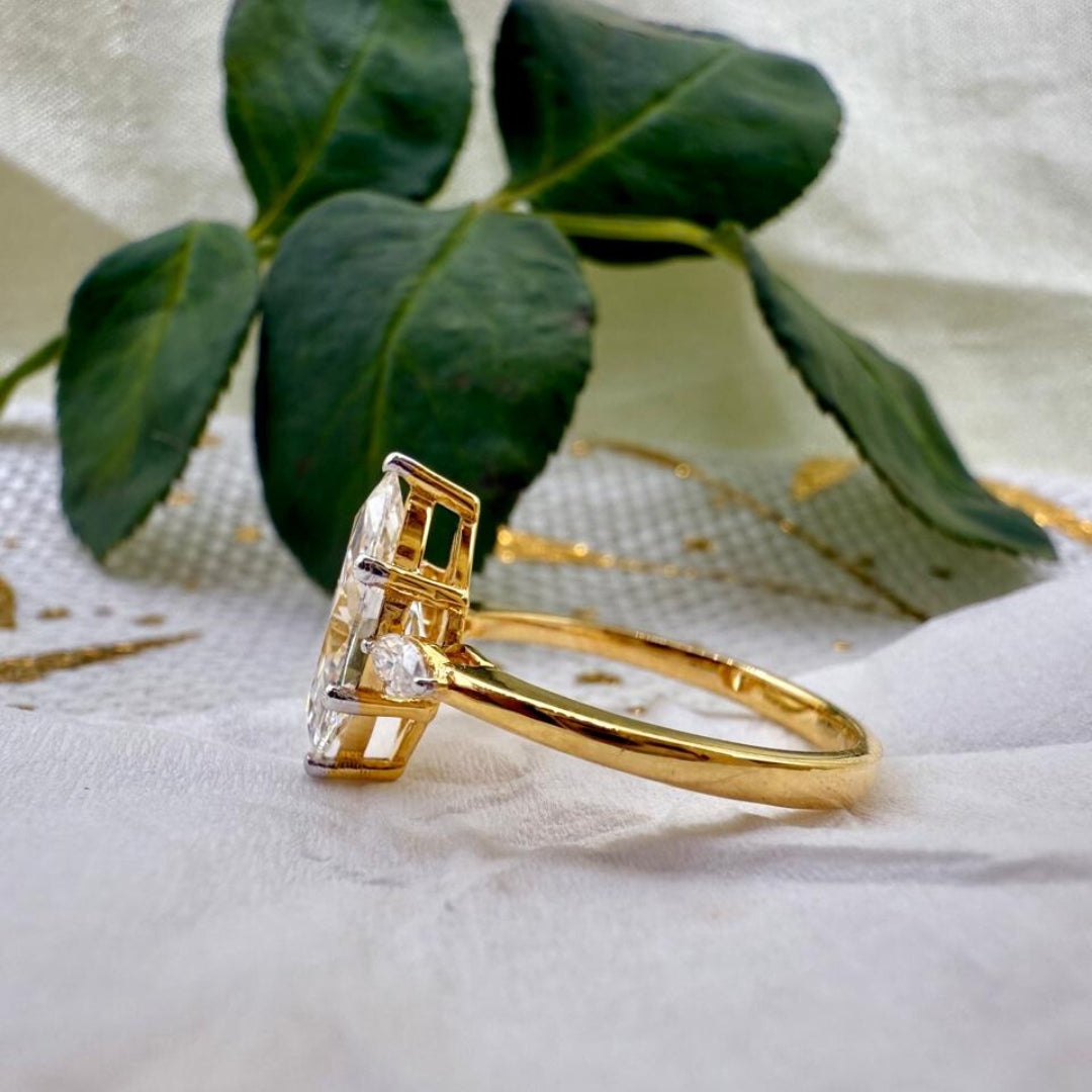 Brilliant 3.86 CT Marquise Cut Three Stone Moissanite Anniversary Ring