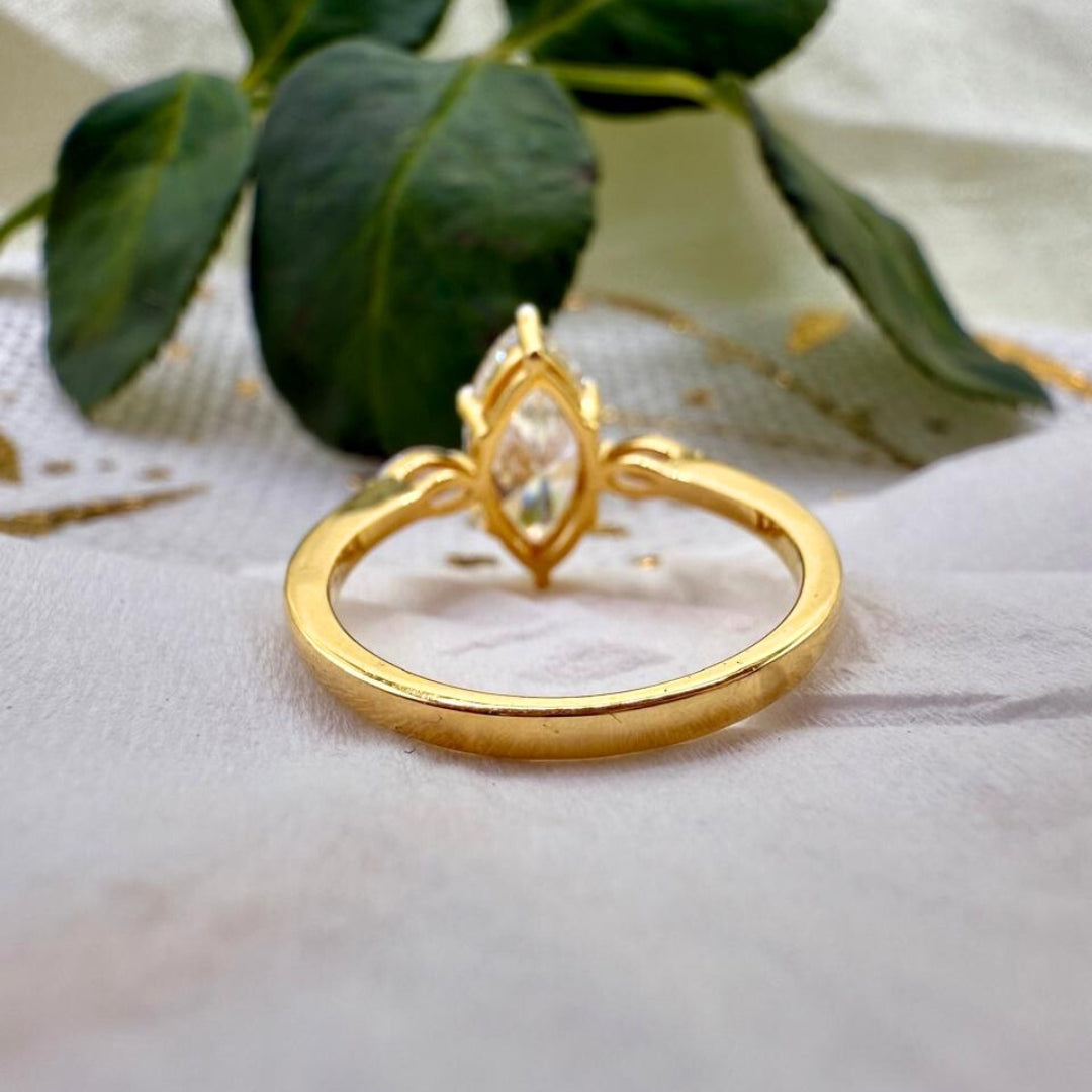 Brilliant 3.86 CT Marquise Cut Three Stone Moissanite Anniversary Ring