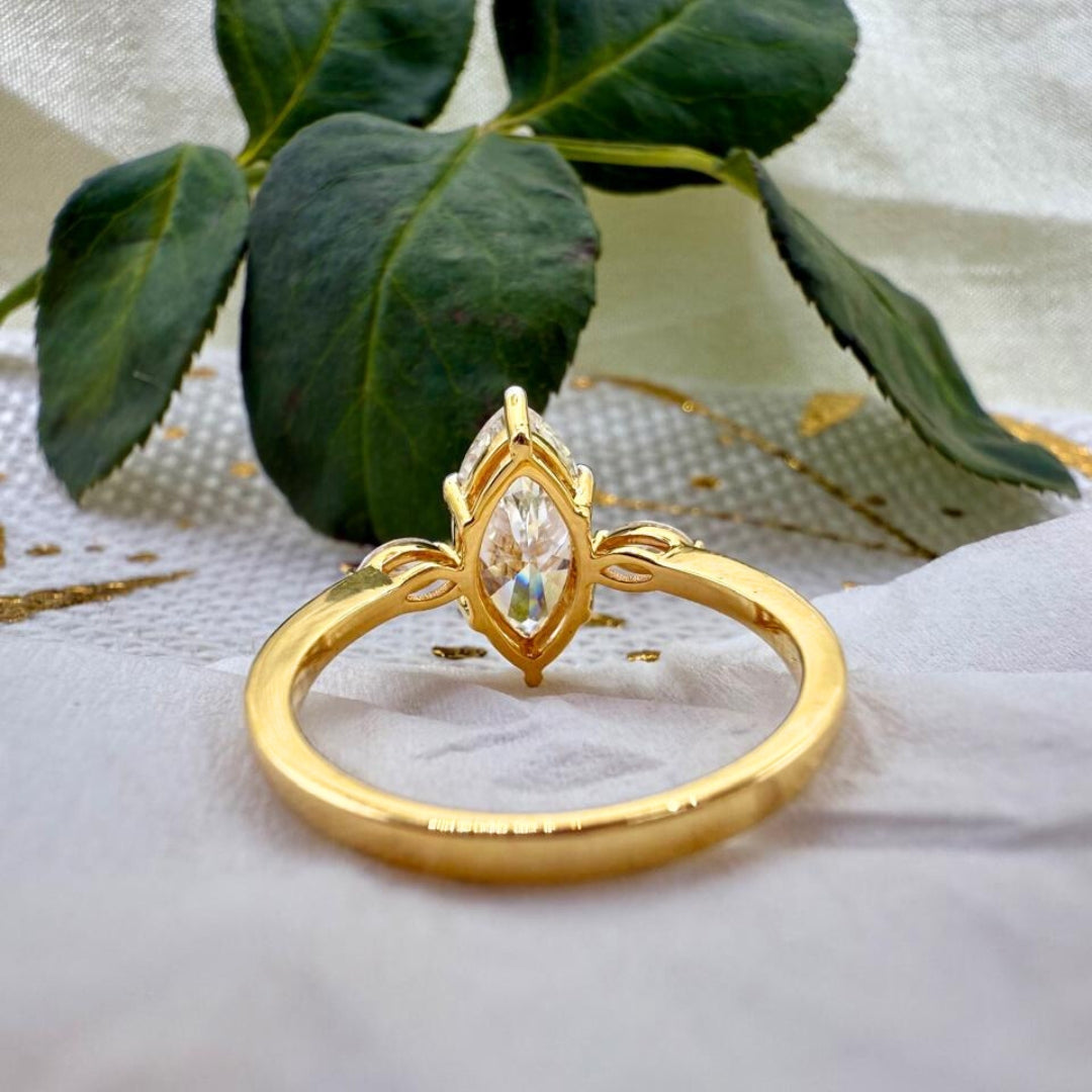 Brilliant 3.86 CT Marquise Cut Three Stone Moissanite Anniversary Ring