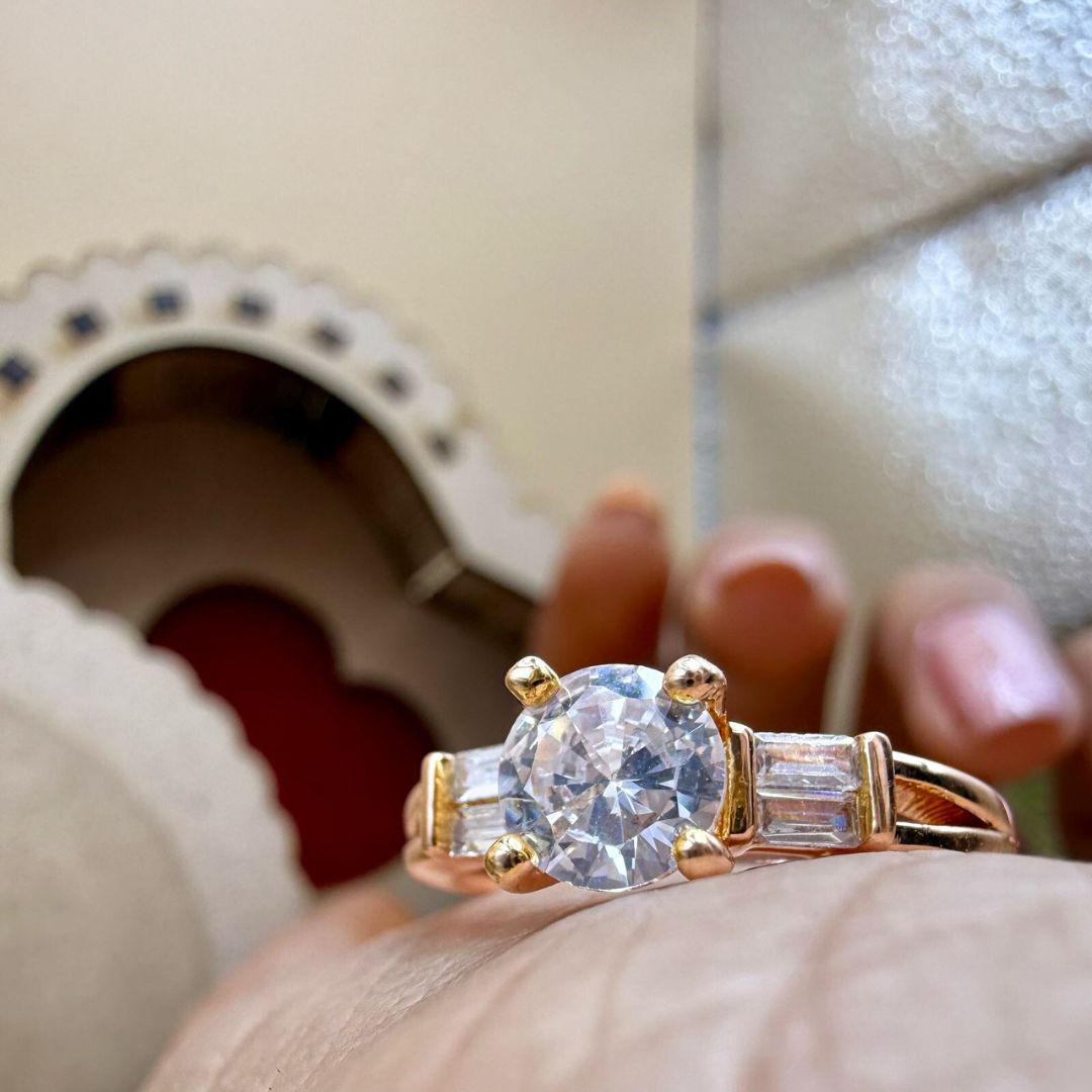 3.34 CT Round Moissanite Wedding Ring with Side Stunning Stones